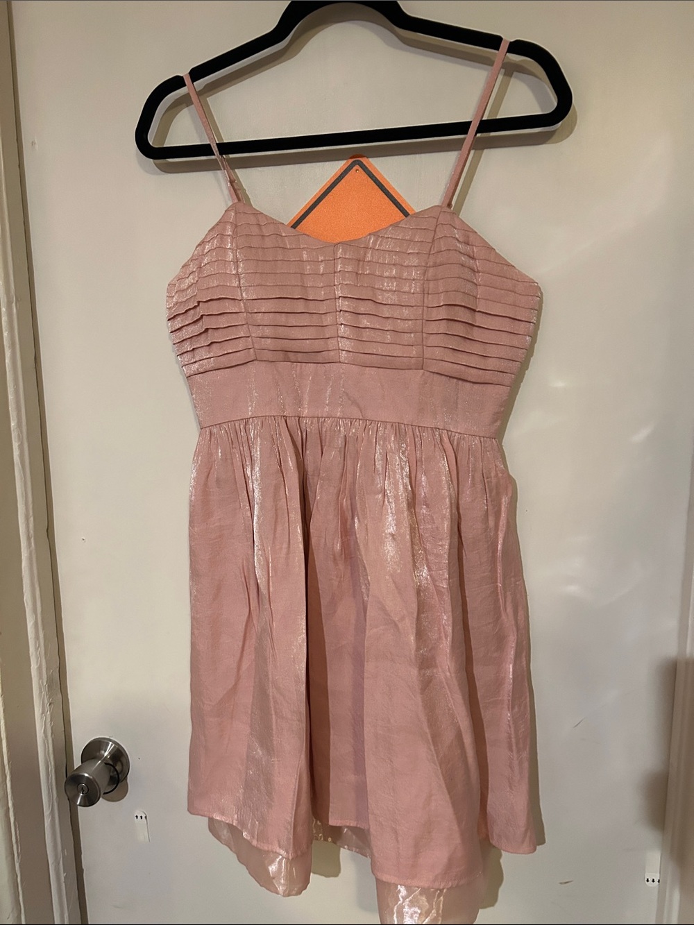 Candie's Blush Pink Pleated Bodice Spaghetti-Strap Dress